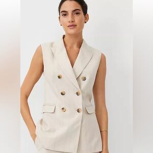 Pinstripe Long Double Breasted Vest NEW ANN TAYLOR